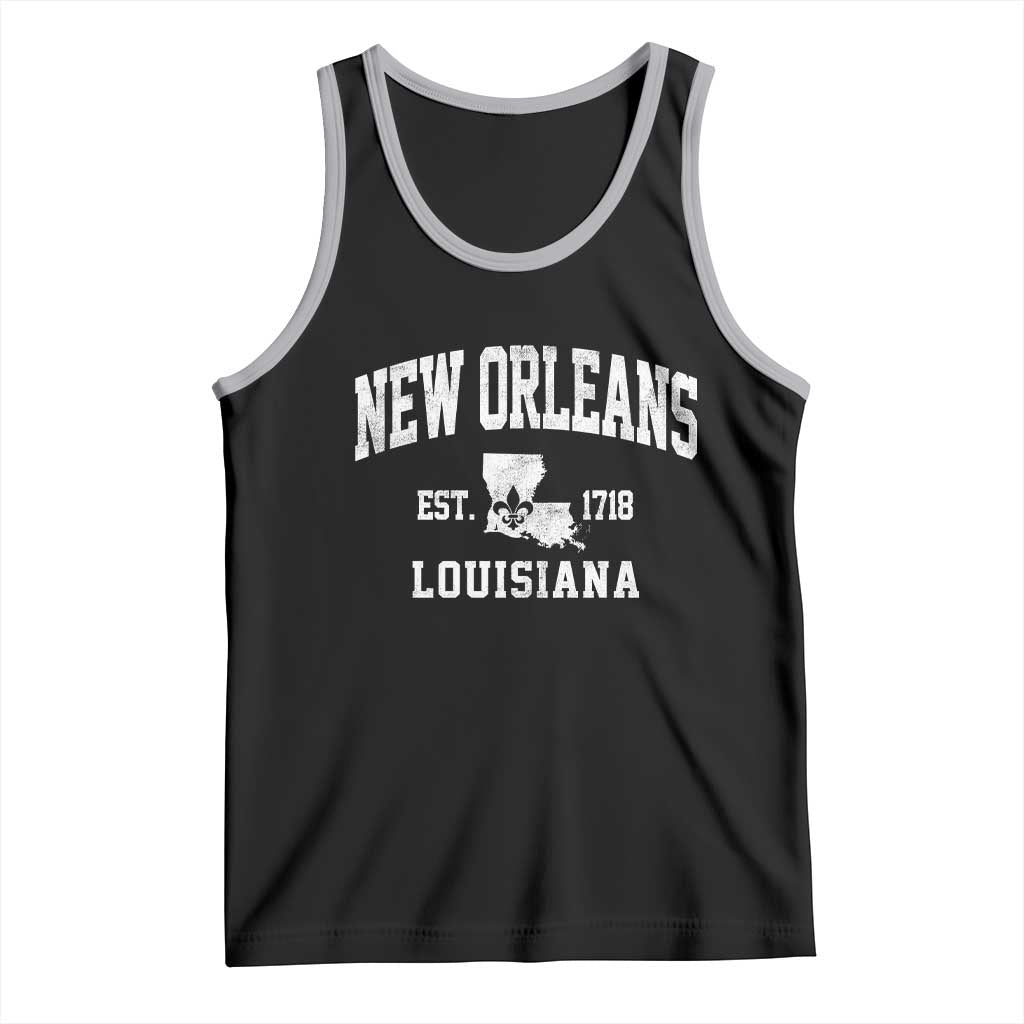 New Orleans Louisiana LA Est 1718 Tank Top TS11 Black Athletic Heather Print Your Wear