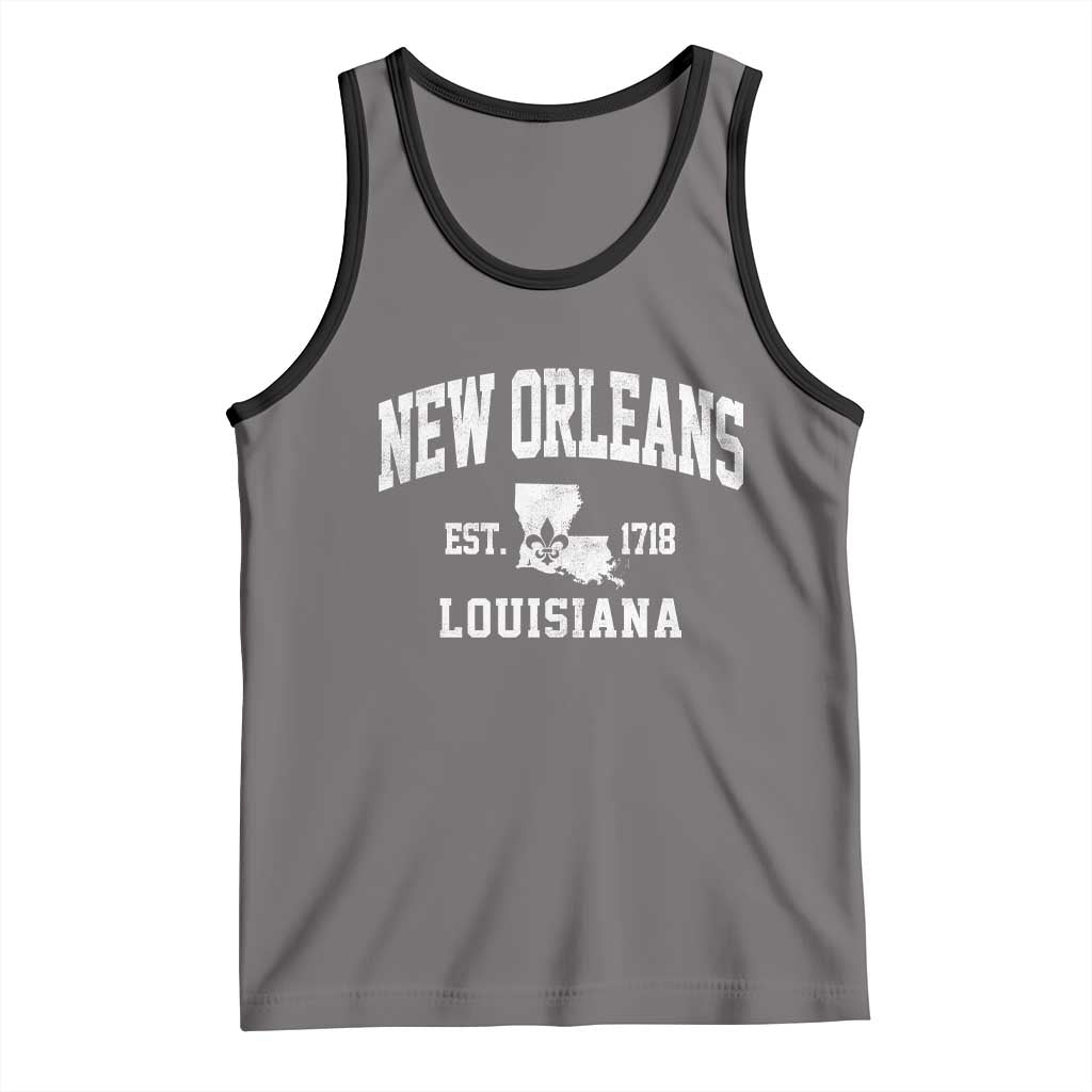 New Orleans Louisiana LA Est 1718 Tank Top TS11 Deep Heather Black Print Your Wear