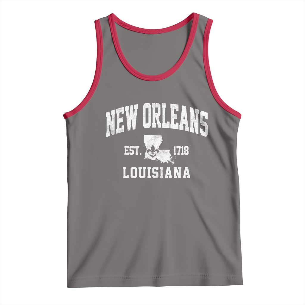 New Orleans Louisiana LA Est 1718 Tank Top TS11 Deep Heather Red Print Your Wear