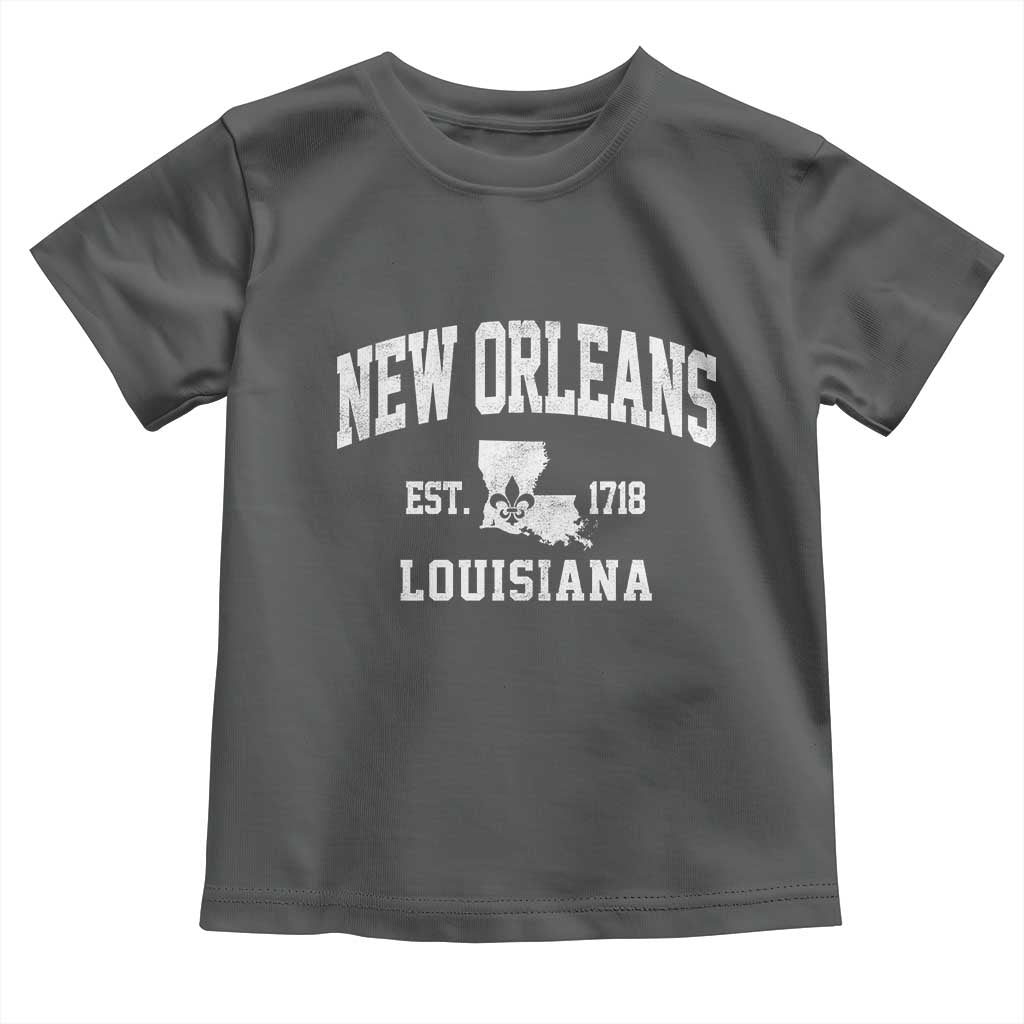 New Orleans Louisiana LA Est 1718 Toddler T Shirt TS11 Dark Heather Print Your Wear
