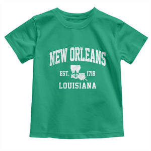 New Orleans Louisiana LA Est 1718 Toddler T Shirt TS11 Irish Green Print Your Wear