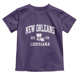 New Orleans Louisiana LA Est 1718 Toddler T Shirt TS11 Purple Print Your Wear