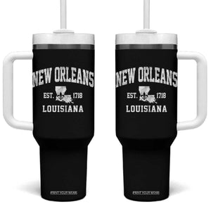 New Orleans Louisiana LA Est 1718 Tumbler With Handle TS11 One Size: 40 oz Black Print Your Wear