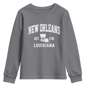 New Orleans Louisiana LA Est 1718 Youth Sweatshirt TS11 Charcoal Print Your Wear