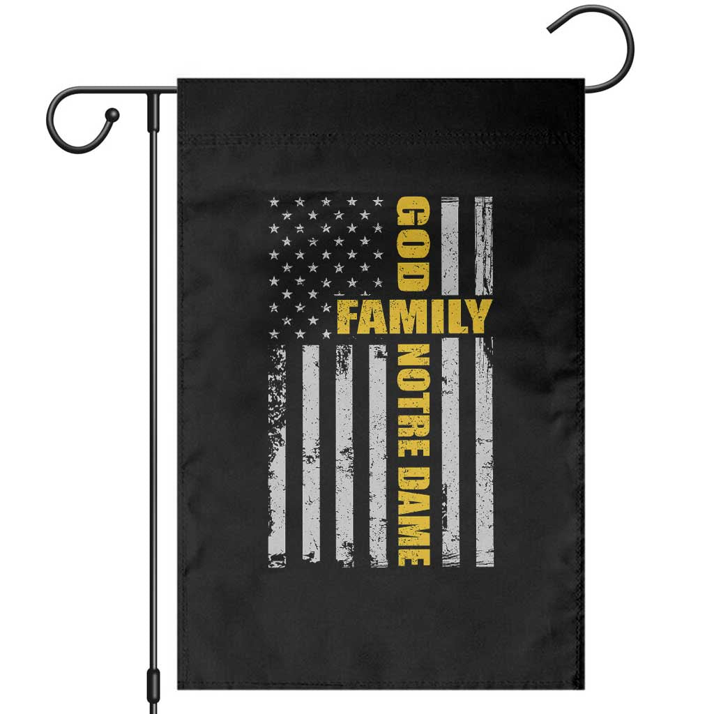 God Family Notre Dame Garden Flag Irish Patriotic American Flag TS11 Black Print Your Wear