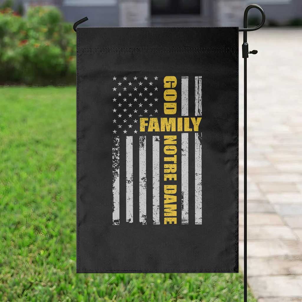 God Family Notre Dame Garden Flag Irish Patriotic American Flag TS11 Print Your Wear