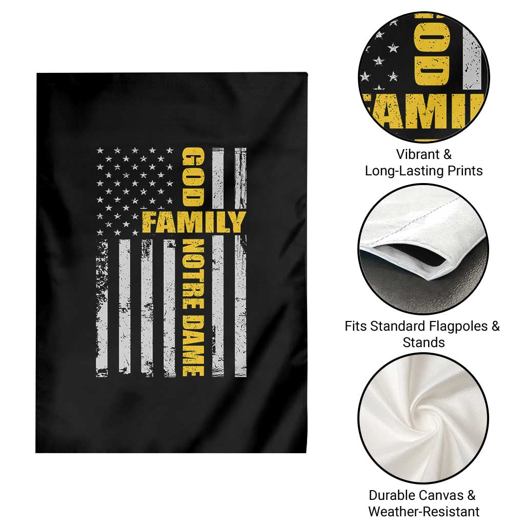 God Family Notre Dame Garden Flag Irish Patriotic American Flag TS11 Print Your Wear