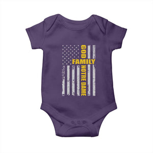 God Family Notre Dame Baby Onesie Irish Patriotic American Flag TS11 Purple Print Your Wear