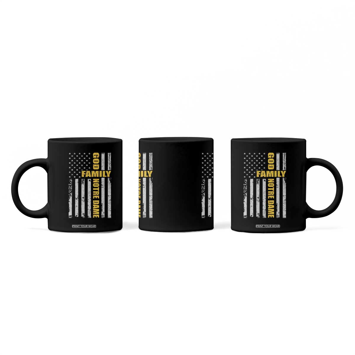 God Family Notre Dame Coffee Mug Irish Patriotic American Flag TS11 Print Your Wear