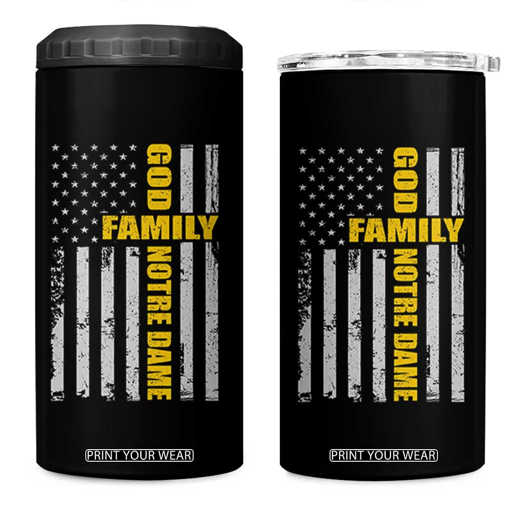 God Family Notre Dame 4 in 1 Can Cooler Tumbler Irish Patriotic American Flag TS11 One Size: 16 oz Black Print Your Wear