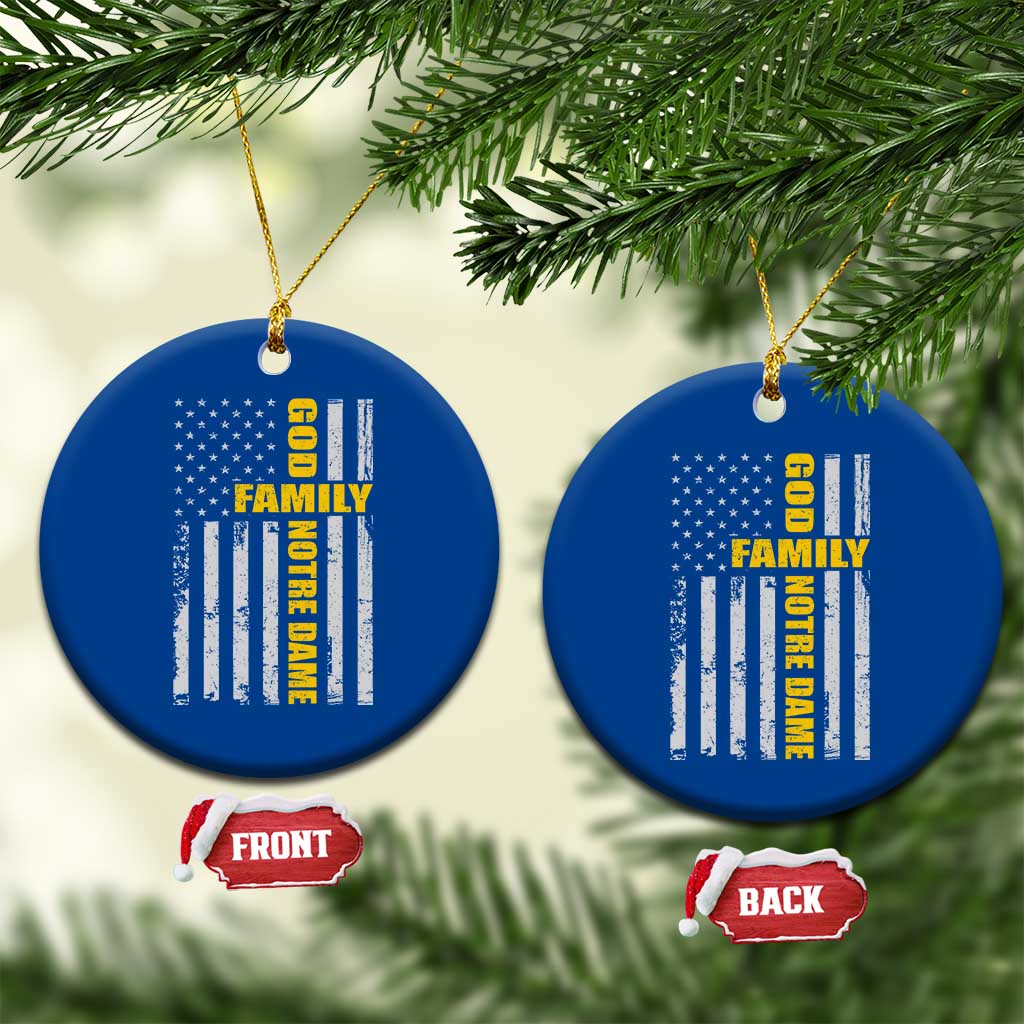 God Family Notre Dame Ceramic Ornament Irish Patriotic American Flag TS11 1pc Blue Print Your Wear