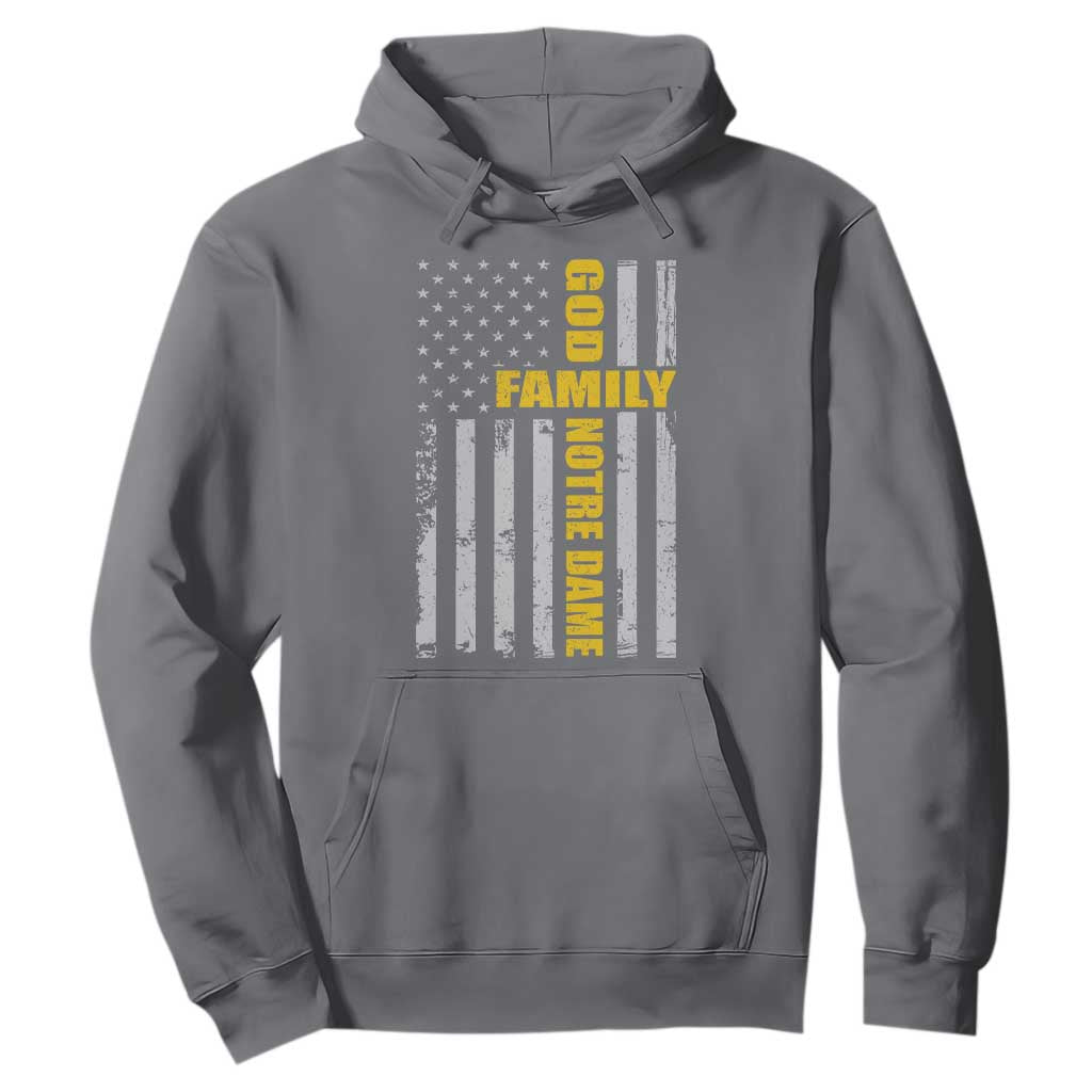 God Family Notre Dame Hoodie Irish Patriotic American Flag TS11 Charcoal Print Your Wear