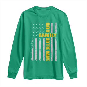 God Family Notre Dame Long Sleeve Shirt Irish Patriotic American Flag TS11 Irish Green Print Your Wear