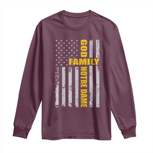 God Family Notre Dame Long Sleeve Shirt Irish Patriotic American Flag TS11 Maroon Print Your Wear