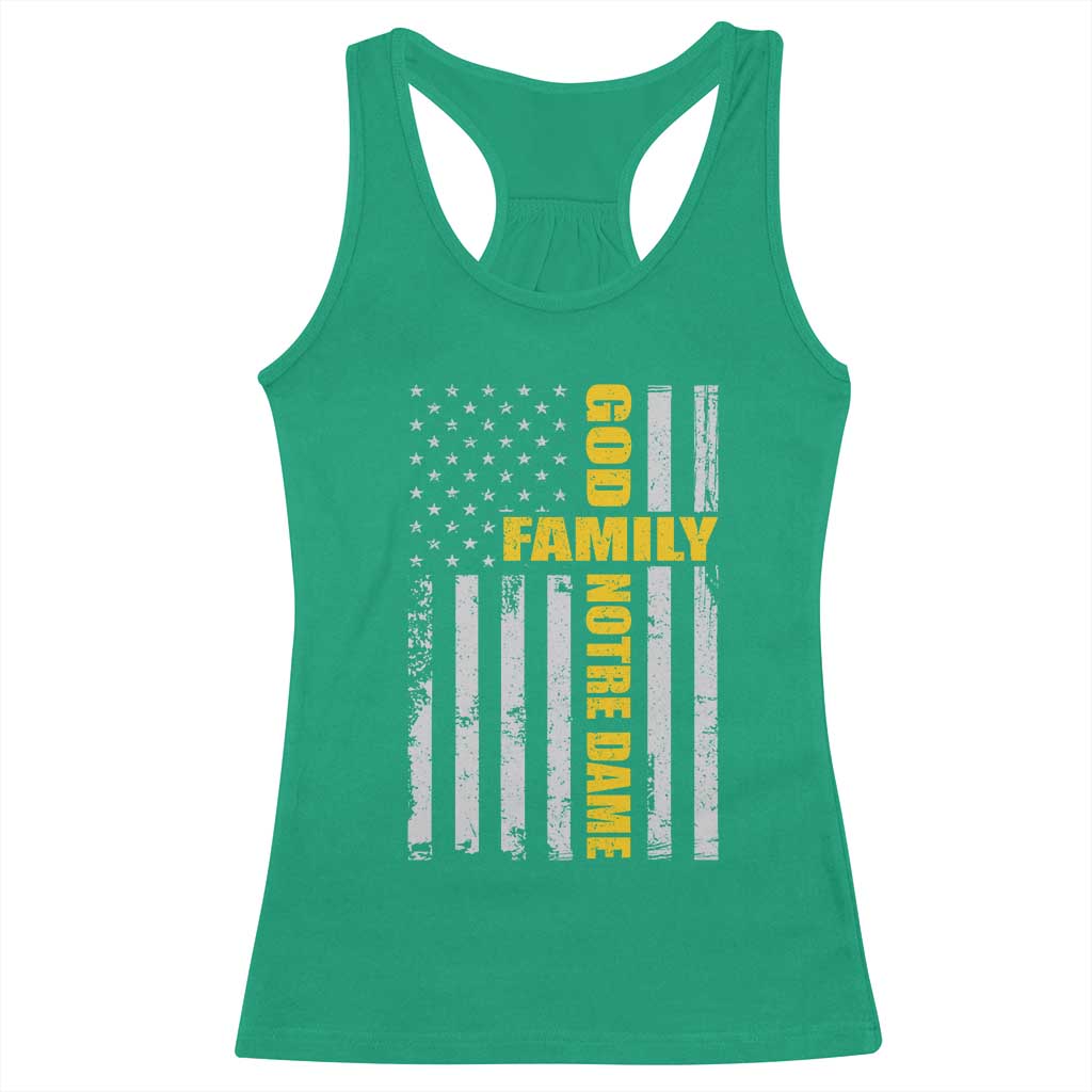 God Family Notre Dame Racerback Tank Top Irish Patriotic American Flag TS11 Irish Green Print Your Wear