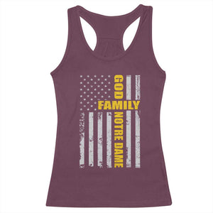 God Family Notre Dame Racerback Tank Top Irish Patriotic American Flag TS11 Maroon Print Your Wear