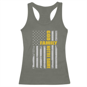 God Family Notre Dame Racerback Tank Top Irish Patriotic American Flag TS11 Military Green Print Your Wear