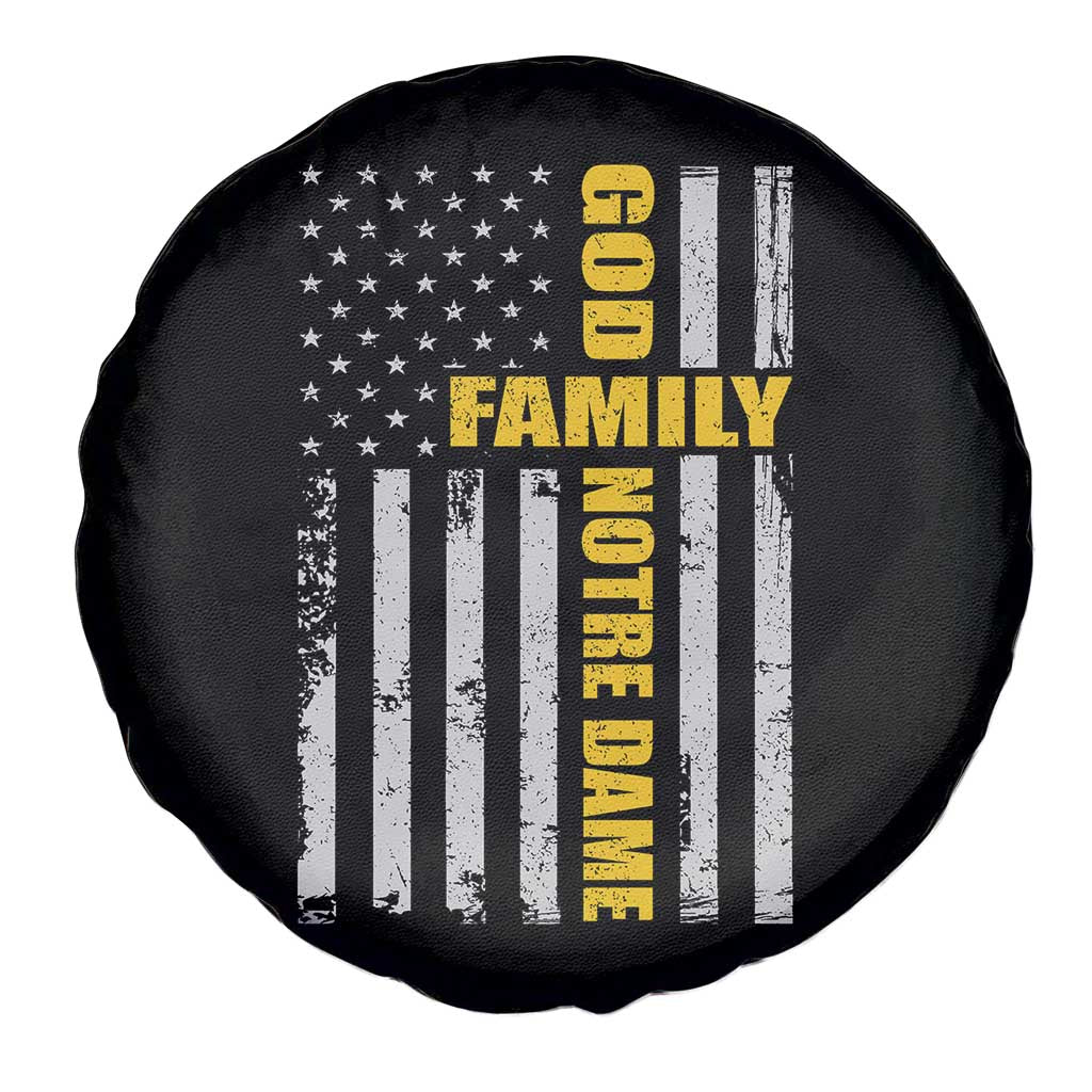 God Family Notre Dame Spare Tire Cover - Irish Patriotic American Flag TS11 Print Your Wear