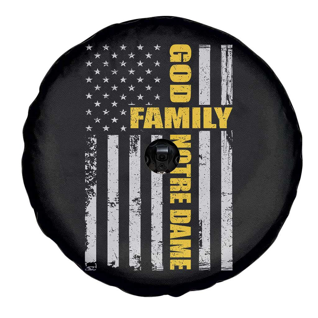 God Family Notre Dame Spare Tire Cover - Irish Patriotic American Flag TS11 Print Your Wear