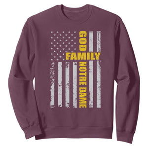 God Family Notre Dame Sweatshirt Irish Patriotic American Flag TS11 Maroon Print Your Wear