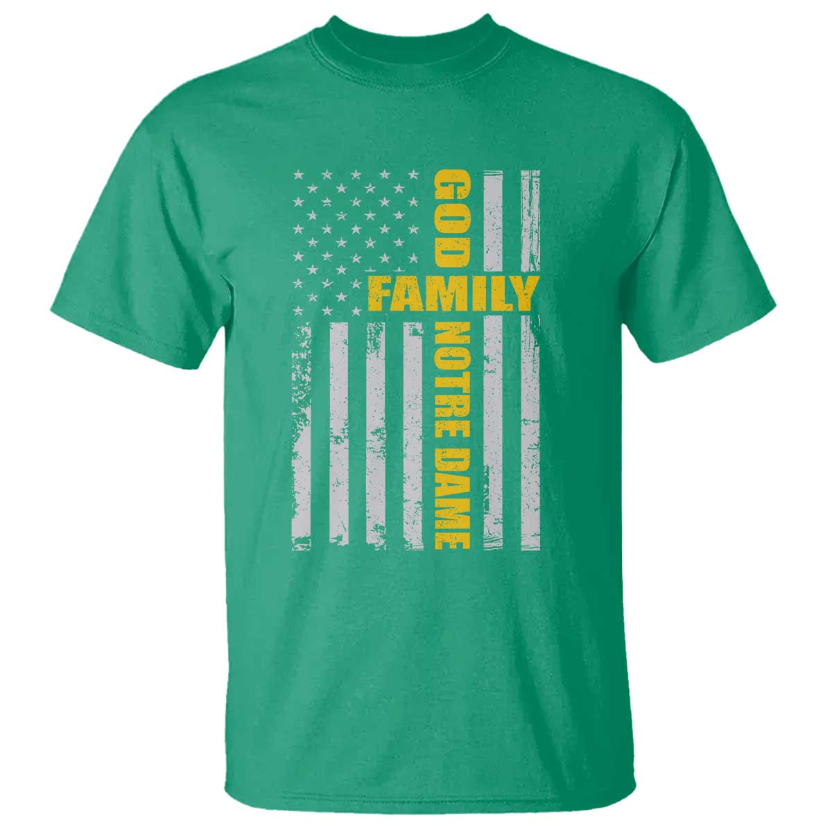 God Family Notre Dame T Shirt Irish Patriotic American Flag TS11 Irish Green Print Your Wear