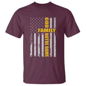 God Family Notre Dame T Shirt Irish Patriotic American Flag TS11 Maroon Print Your Wear