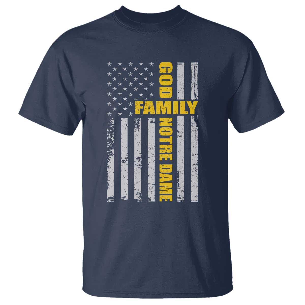 God Family Notre Dame T Shirt Irish Patriotic American Flag TS11 Navy Print Your Wear