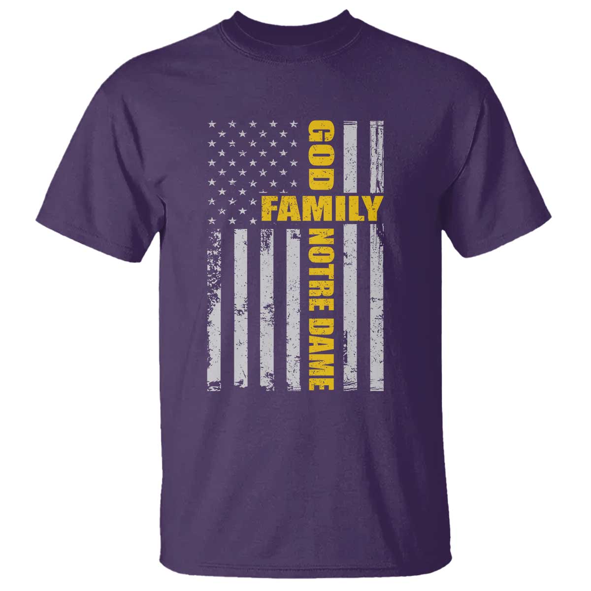 God Family Notre Dame T Shirt Irish Patriotic American Flag TS11 Purple Print Your Wear