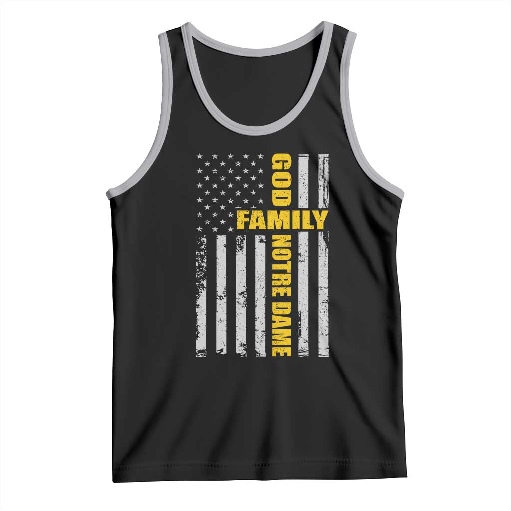 God Family Notre Dame Tank Top Irish Patriotic American Flag TS11 Black Athletic Heather Print Your Wear