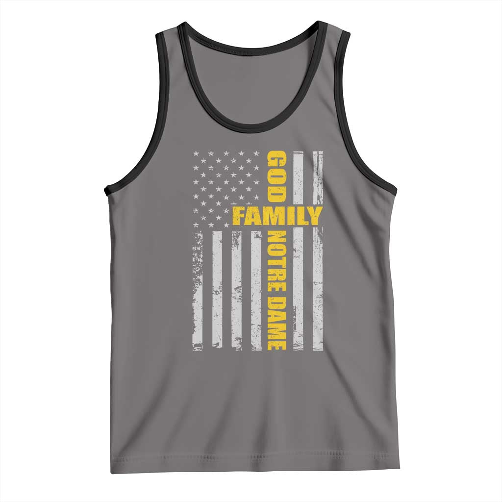 God Family Notre Dame Tank Top Irish Patriotic American Flag TS11 Deep Heather Black Print Your Wear