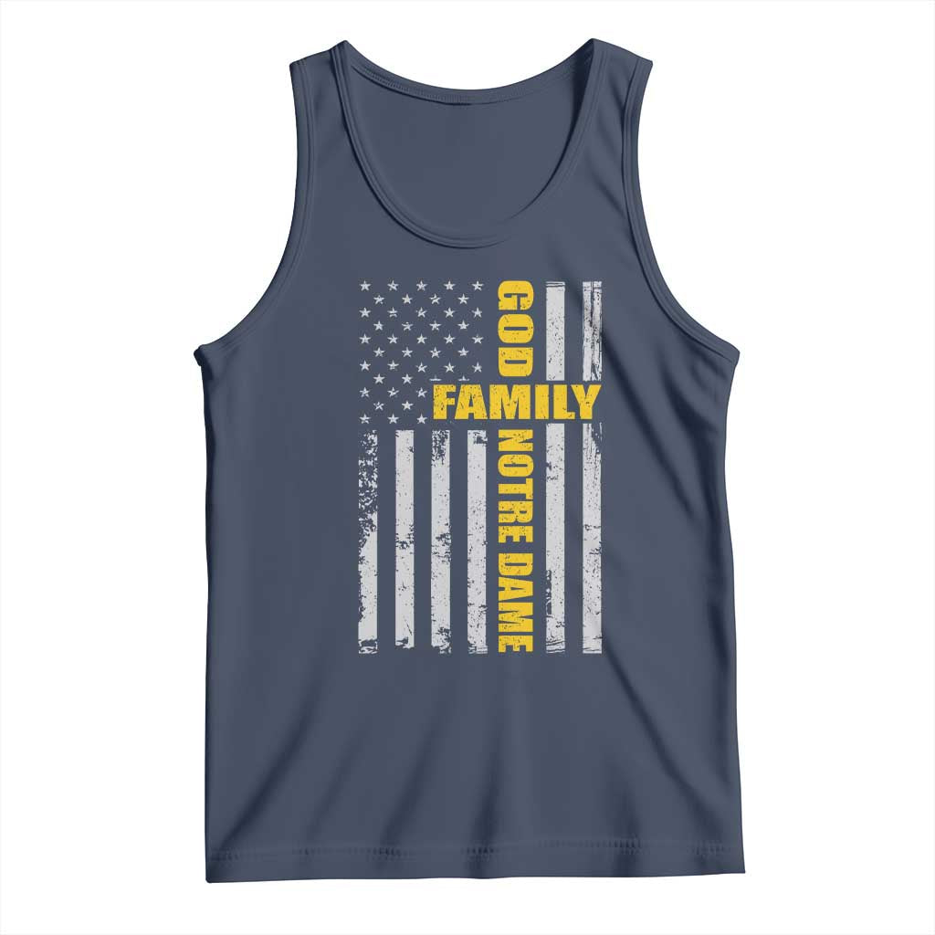 God Family Notre Dame Tank Top Irish Patriotic American Flag TS11 Navy Print Your Wear