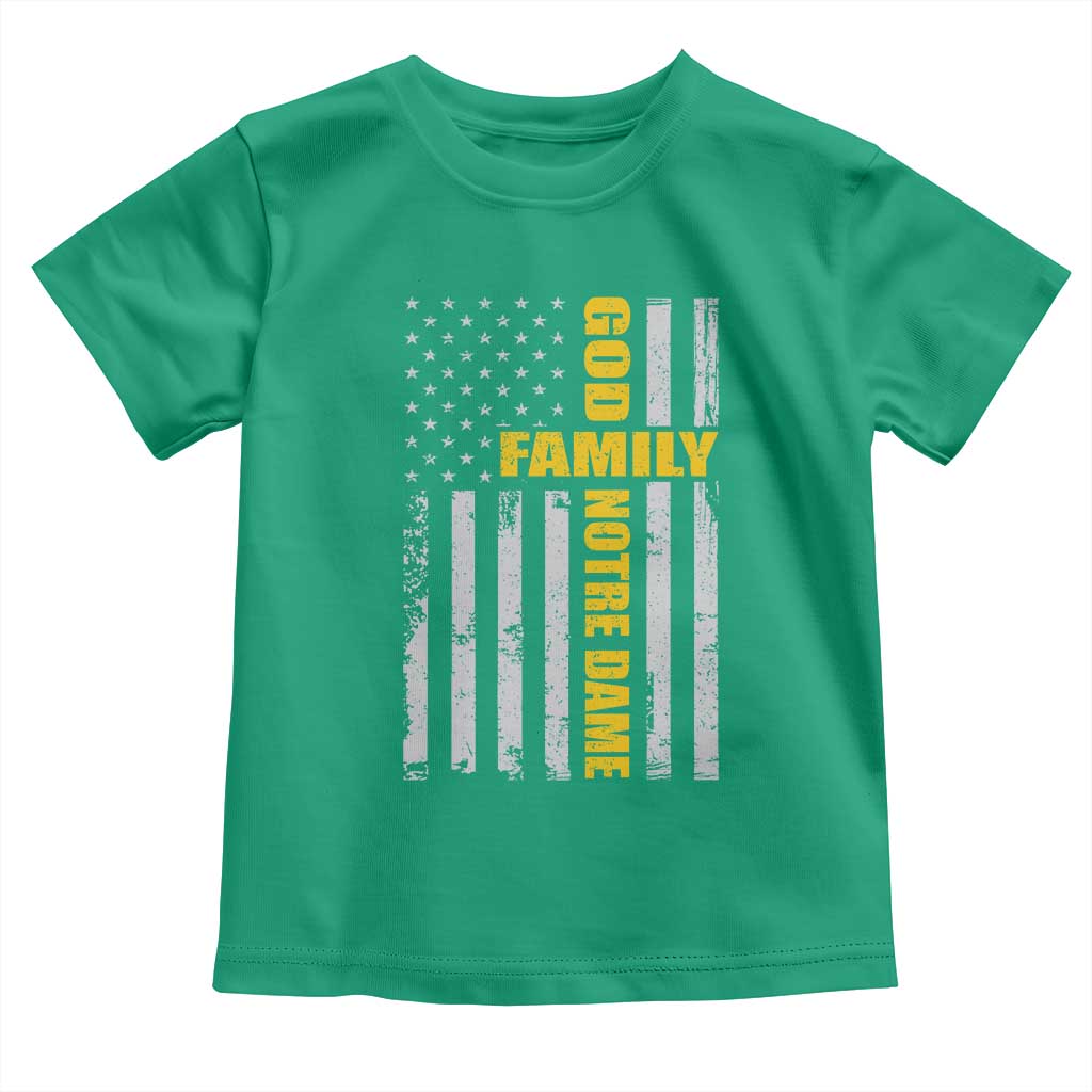 God Family Notre Dame Toddler T Shirt Irish Patriotic American Flag TS11 Irish Green Print Your Wear