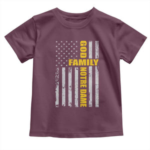 God Family Notre Dame Toddler T Shirt Irish Patriotic American Flag TS11 Maroon Print Your Wear