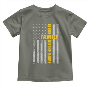 God Family Notre Dame Toddler T Shirt Irish Patriotic American Flag TS11 Military Green Print Your Wear
