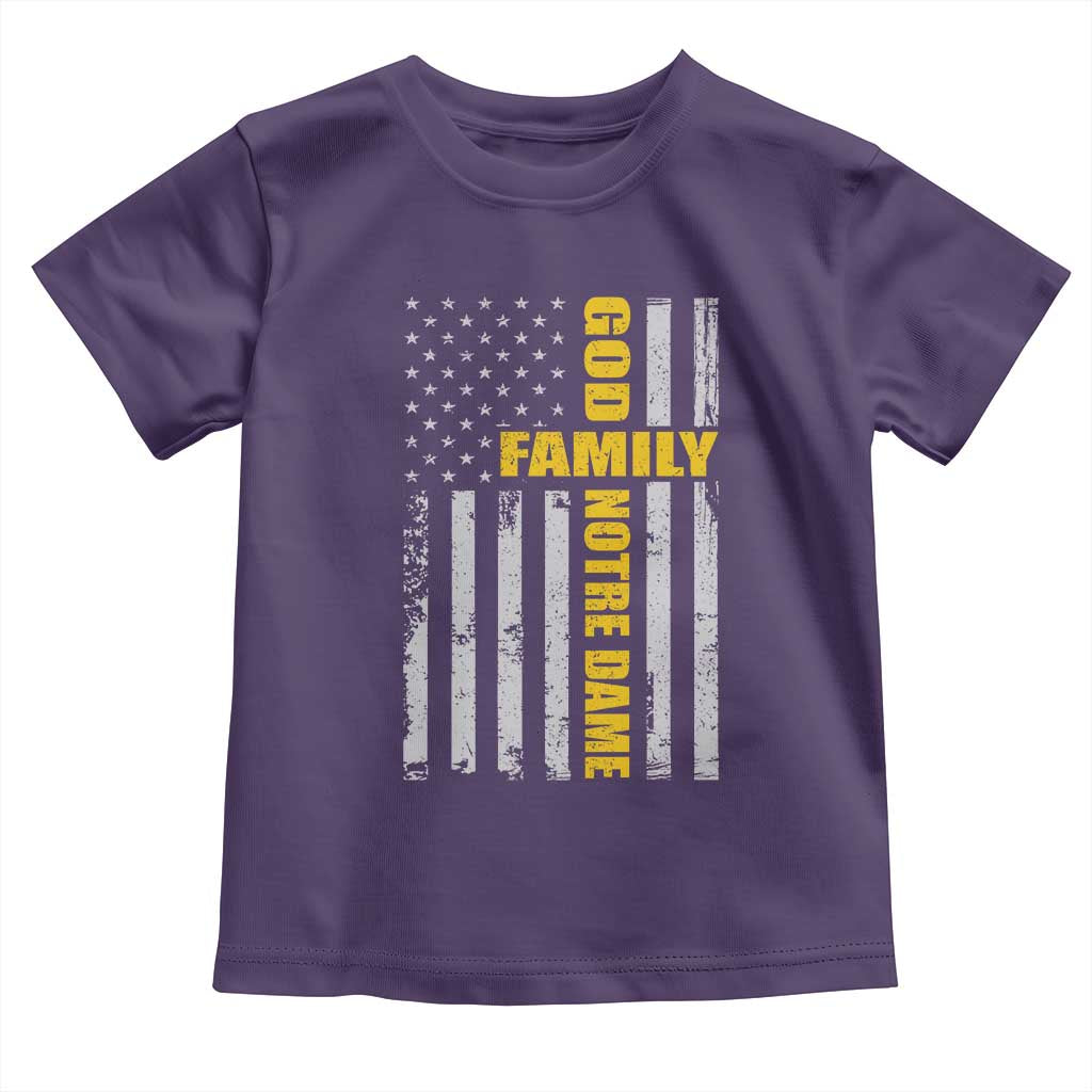 God Family Notre Dame Toddler T Shirt Irish Patriotic American Flag TS11 Purple Print Your Wear