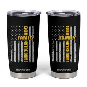 God Family Notre Dame Tumbler Cup Irish Patriotic American Flag TS11 Black Print Your Wear