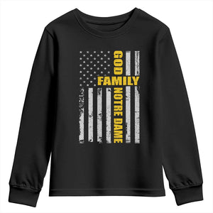 God Family Notre Dame Youth Sweatshirt Irish Patriotic American Flag TS11 Black Print Your Wear