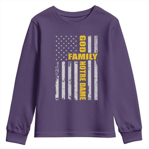 God Family Notre Dame Youth Sweatshirt Irish Patriotic American Flag TS11 Purple Print Your Wear