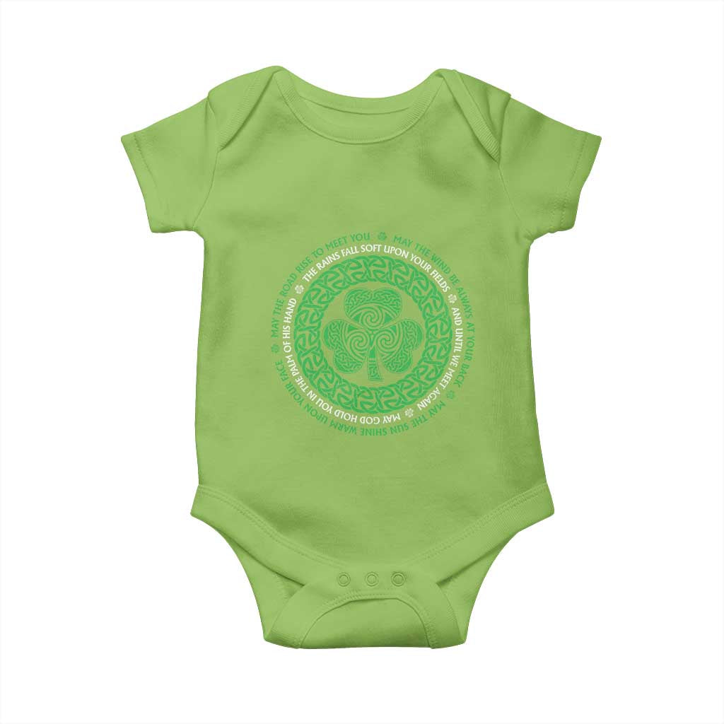 Irish Blessing May The Road Rise To Meet You Baby Onesie Celtic Knot Shamrock TS11 Lime Print Your Wear