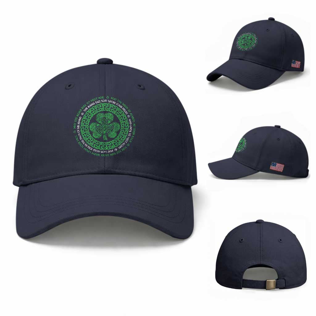 Irish Blessing May The Road Rise To Meet You Baseball Cap Celtic Knot Shamrock TS11 Baseball Cap Universal Fit Navy Print Your Wear