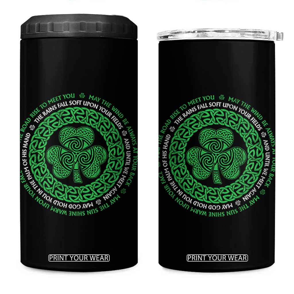 Irish Blessing May The Road Rise To Meet You 4 in 1 Can Cooler Tumbler Celtic Knot Shamrock TS11 One Size: 16 oz Black Print Your Wear