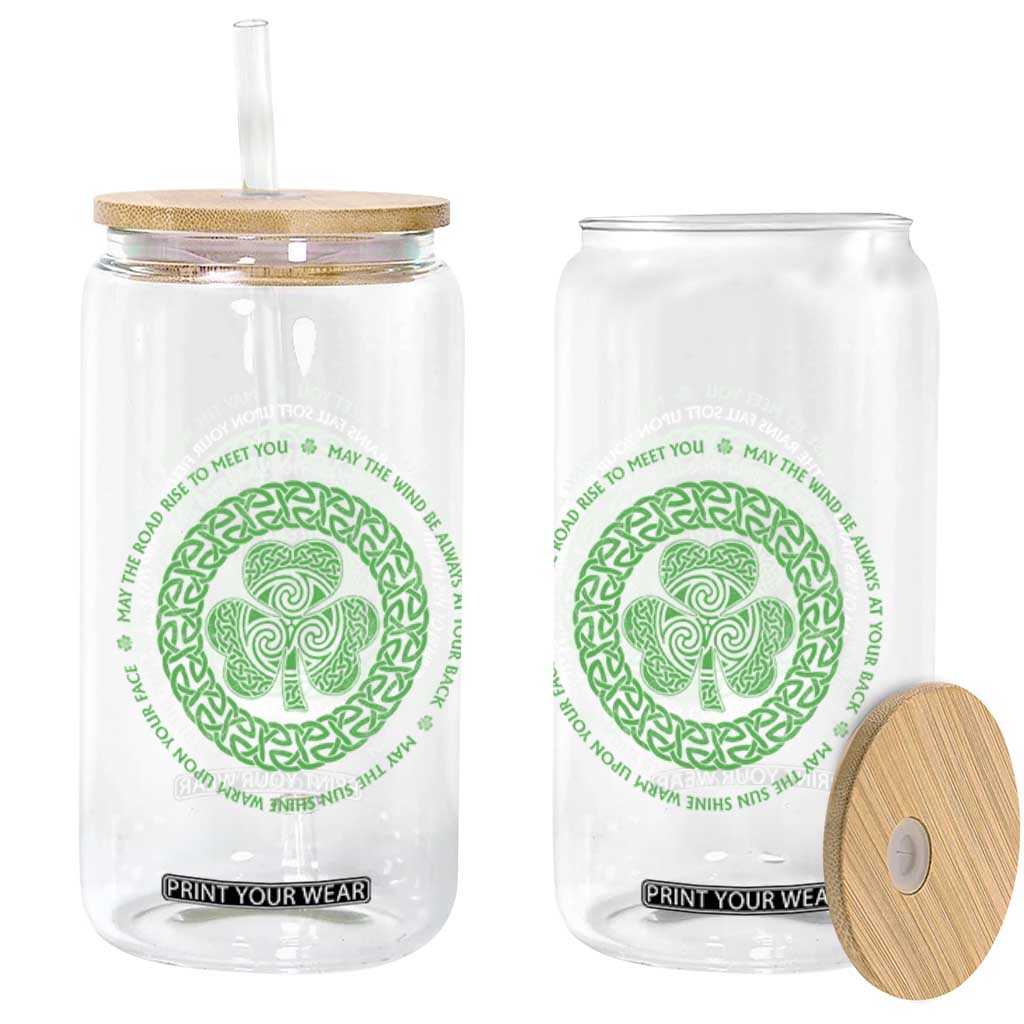 Irish Blessing May The Road Rise To Meet You Glass Can Celtic Knot Shamrock TS11 Print Your Wear