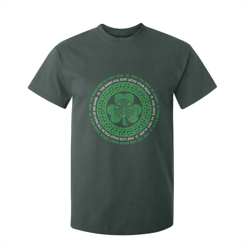 Irish Blessing May The Road Rise To Meet You T Shirt For Kid Celtic Knot Shamrock TS11 Dark Forest Green Print Your Wear