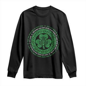 Irish Blessing May The Road Rise To Meet You Long Sleeve Shirt Celtic Knot Shamrock TS11 Black Print Your Wear