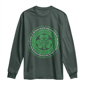 Irish Blessing May The Road Rise To Meet You Long Sleeve Shirt Celtic Knot Shamrock TS11 Dark Forest Green Print Your Wear