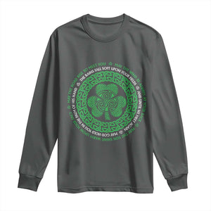 Irish Blessing May The Road Rise To Meet You Long Sleeve Shirt Celtic Knot Shamrock TS11 Dark Heather Print Your Wear
