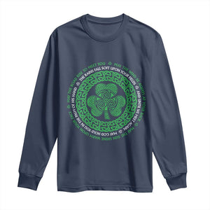 Irish Blessing May The Road Rise To Meet You Long Sleeve Shirt Celtic Knot Shamrock TS11 Navy Print Your Wear