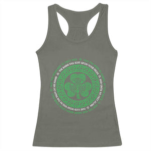 Irish Blessing May The Road Rise To Meet You Racerback Tank Top Celtic Knot Shamrock TS11 Military Green Print Your Wear