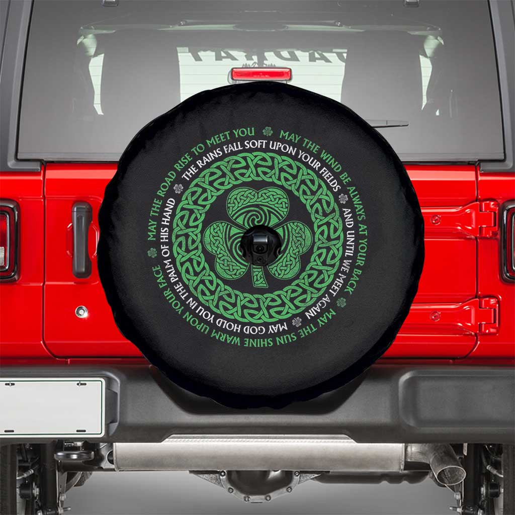Irish Blessing May The Road Rise To Meet You Spare Tire Cover Celtic Knot Shamrock TS11 Black Print Your Wear