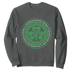 Irish Blessing May The Road Rise To Meet You Sweatshirt Celtic Knot Shamrock TS11 Dark Heather Print Your Wear